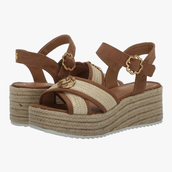 Sam & Libby Brown and Cream Espadrille Wedges - Picture 1 of 10